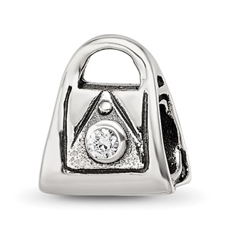 Sterling Silver Reflections Kids CZ Handbag Bead