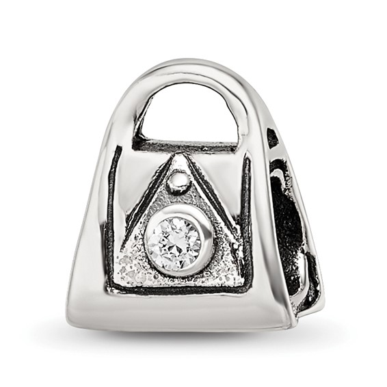 Sterling Silver Reflections Kids CZ Handbag Bead