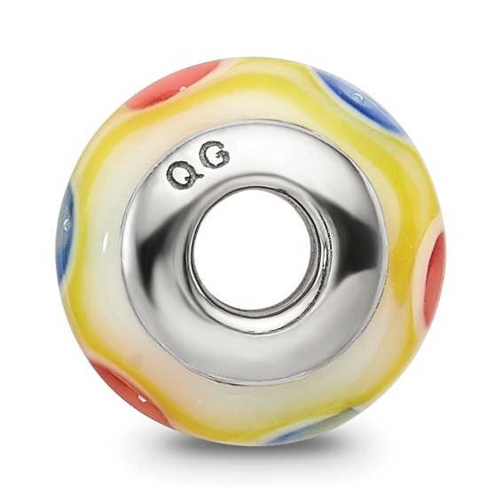 Sterling Silver Reflections Kids Yellow Hand-blown Glass Bead