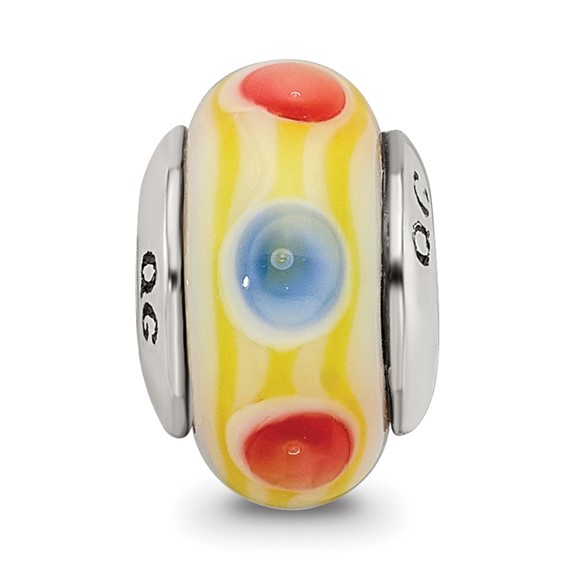 Sterling Silver Reflections Kids Yellow Hand-blown Glass Bead