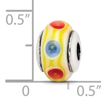 Sterling Silver Reflections Kids Yellow Hand-blown Glass Bead view 3