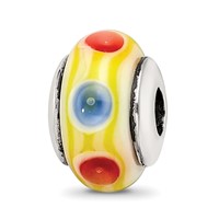 Sterling Silver Reflections Kids Yellow Hand-blown Glass Bead view 1