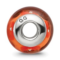 Kids Collection Sterling Silver Hand-blown Orange Glass Reflections Bead view 2
