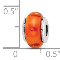 Kids Collection Sterling Silver Hand-blown Orange Glass Reflections Bead view 4