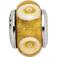 Sterling Silver Reflections Kids Yellow Hand-blown Glass Bead view 4