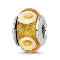 Sterling Silver Reflections Kids Yellow Hand-blown Glass Bead view 1