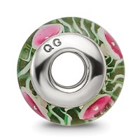 Sterling Silver Reflections Kids Green Hand-blown Glass Bead view 2