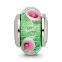 Sterling Silver Reflections Kids Green Hand-blown Glass Bead view 4