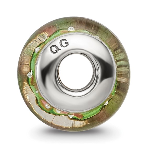 Sterling Silver Reflections Kids Green Blue Hand-blown Glass Bead