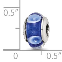 Kids Collection Sterling Silver Hand-blown Blue with White Dots Pattern Glass Reflections Bead view 4