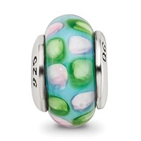 Sterling Silver Reflections Kids Blue Hand-blown Glass Bead view 3