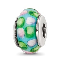 Sterling Silver Reflections Kids Blue Hand-blown Glass Bead view 1