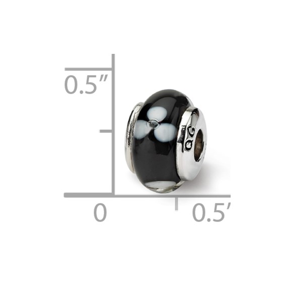 Sterling Silver Reflections Kids Black Hand-blown Glass Bead