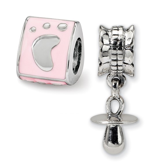 Sterling Silver Reflections Baby Girl Boxed Bead Set