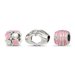 Sterling Silver Reflections Hearts of Love Boxed Bead Set