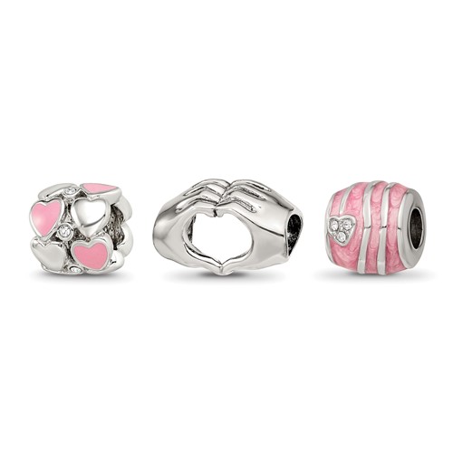 Sterling Silver Reflections Hearts of Love Boxed Bead Set