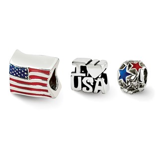 Sterling Silver Reflections I Love the USA Boxed Bead Set
