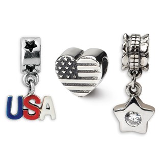 Sterling Silver Reflections American Pride Boxed Bead Set