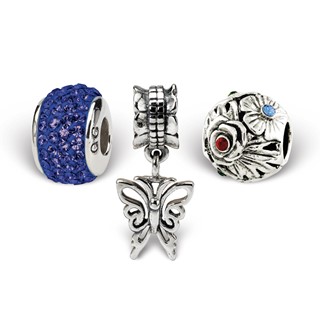 Sterling Silver Reflections Butterfly Fancy Gift Boxed Bead Set