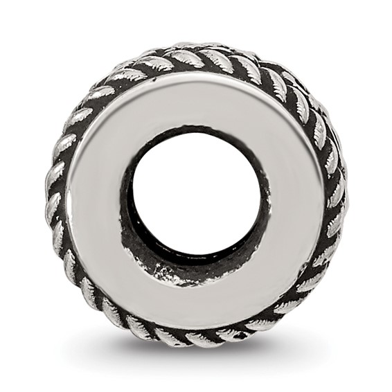 Sterling Silver Reflection Rope Boarder and Flowers Personalized Bead