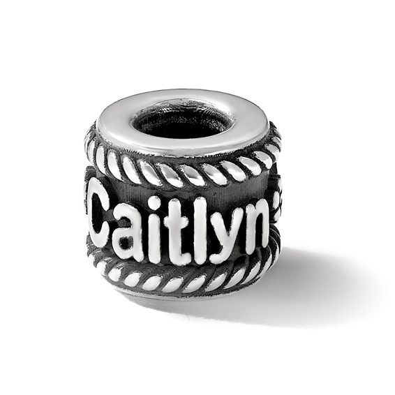 Sterling Silver Reflection Rope Boarder and Flowers Personalized Bead