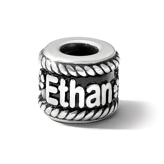 Sterling Silver Reflection Rope Boarder and Flowers Personalized Bead