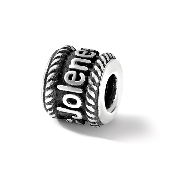 Sterling Silver Reflection Rope Boarder and Flowers Personalized Bead