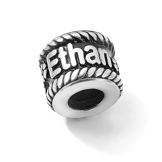 Sterling Silver Reflection Rope Boarder and Flowers Personalized Bead