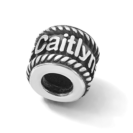 Sterling Silver Reflection Rope Boarder and Flowers Personalized Bead