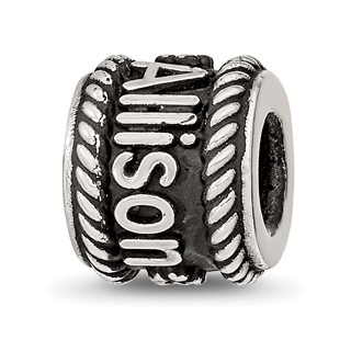 Sterling Silver Reflection Rope Boarder and Flowers Personalized Bead