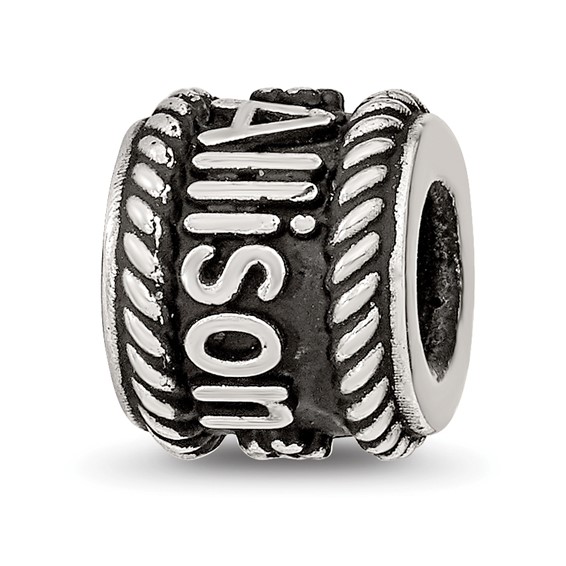 Sterling Silver Reflection Rope Boarder and Flowers Personalized Bead