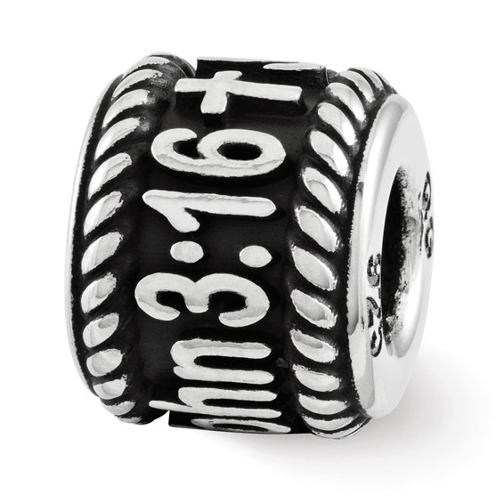 Sterling Silver Reflection Rope Boarder and Cross Personalized Bead