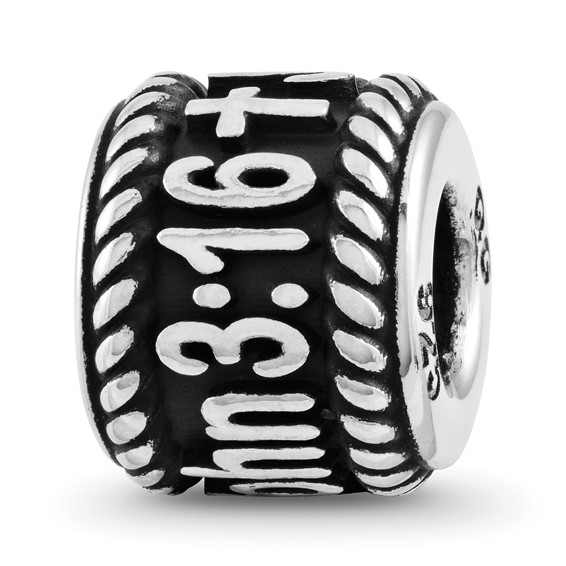 Sterling Silver Reflection Rope Boarder and Cross Personalized Bead