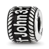 Sterling Silver Reflection Rope Boarder and Cross Personalized Bead view 1