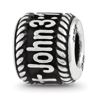 Sterling Silver Reflection Rope Boarder and Cross Personalized Bead