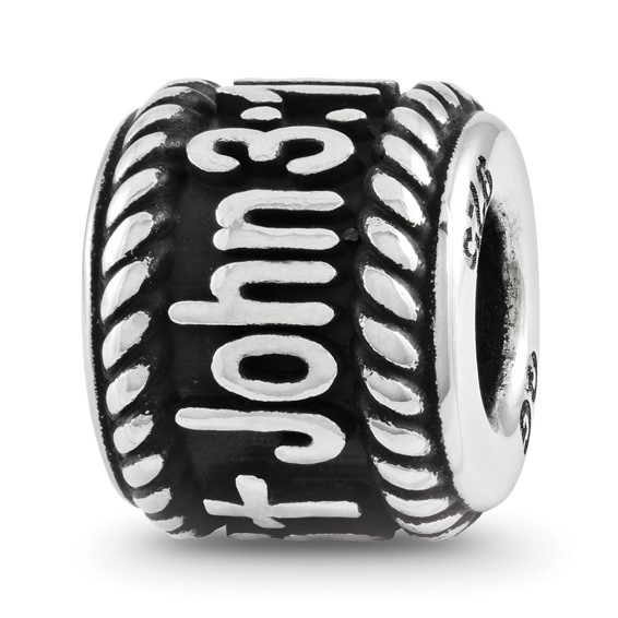 Sterling Silver Reflection Rope Boarder and Cross Personalized Bead