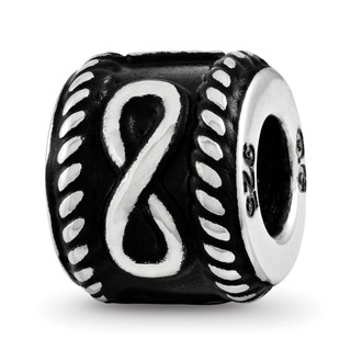 Sterling Silver Reflection Rope Boarder and Infinity Personalized Bead