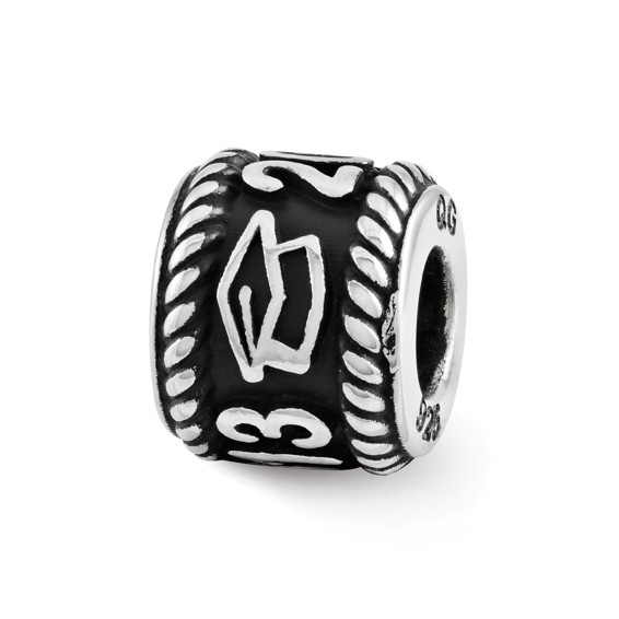 Sterling Silver Reflection Rope Boarder and Grad Cap Personalized Bead