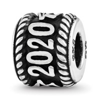 Sterling Silver Reflection Rope Boarder and Grad Cap Personalized Bead view 1