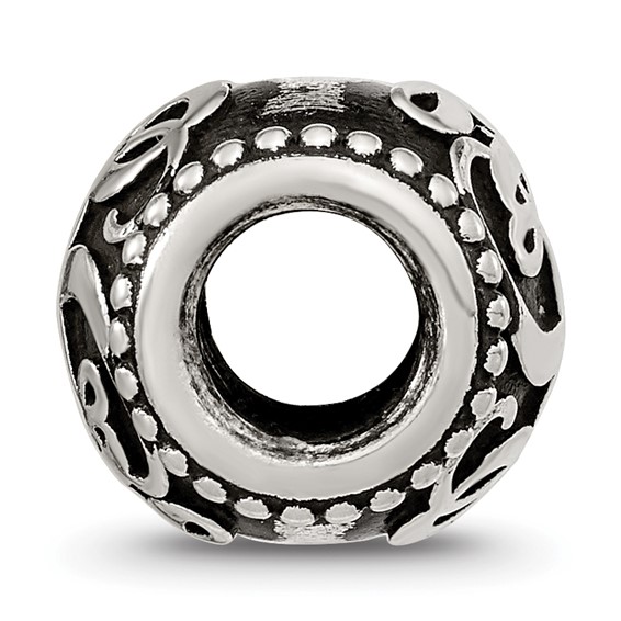 Sterling Silver Reflections Oxidized Personalized Monogram Bead