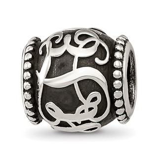 Sterling Silver Reflections Oxidized Personalized Monogram Bead