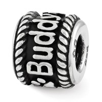 Sterling Silver Reflection Rope Boarder and Paw Print Personalized Bead view 2