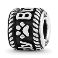 Sterling Silver Reflection Rope Boarder and Paw Print Personalized Bead view 1