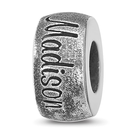 Sterling Silver Reflections Oxidized Personalized Bead