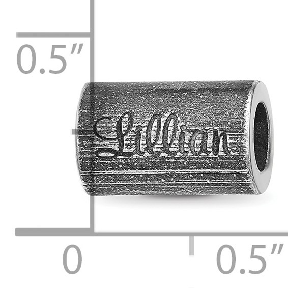 Sterling Silver Reflections Oxidized Personalized Cylinder Bead