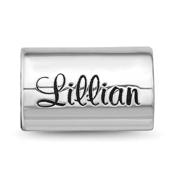 Sterling Silver Reflection Personalized Cylinder Bead