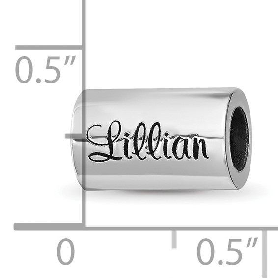 Sterling Silver Reflection Personalized Cylinder Bead