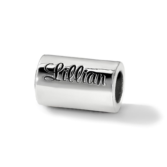 Sterling Silver Reflection Personalized Cylinder Bead