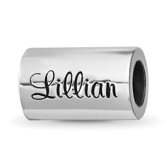 Sterling Silver Reflection Personalized Cylinder Bead