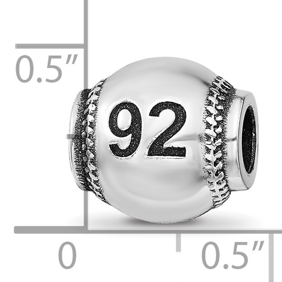 Sterling Silver Reflection Personalized Baseball Bead
